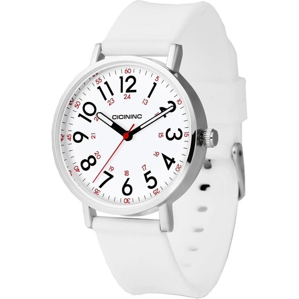Women's White Analog Silicone Band Read Dial Stylish Comfortable Buckle Watch